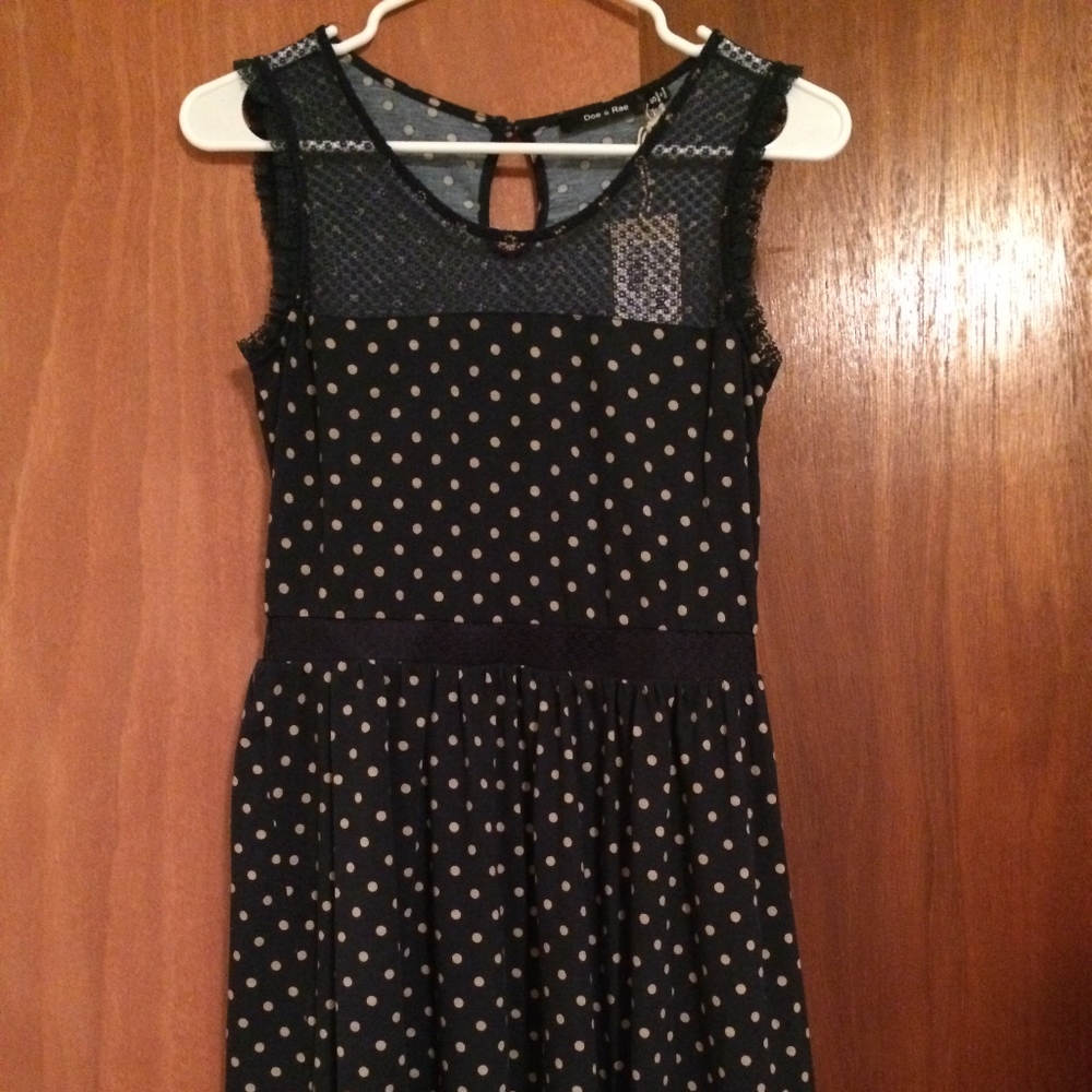 ModCloth DOE & RAE Navy Polka Dot Dress